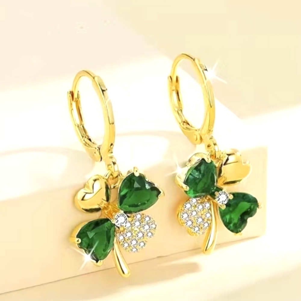 Glamorous Gemstone Drop Earrings With Swarovski Crystals NWT